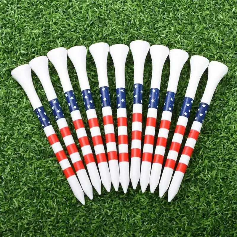 50pcs Wodden Bamboo Golf Tees Gift Wooden Golf Stars and Stripes Golfing Tees Teens Golf Balls Game Accessories Ball Sports Gift