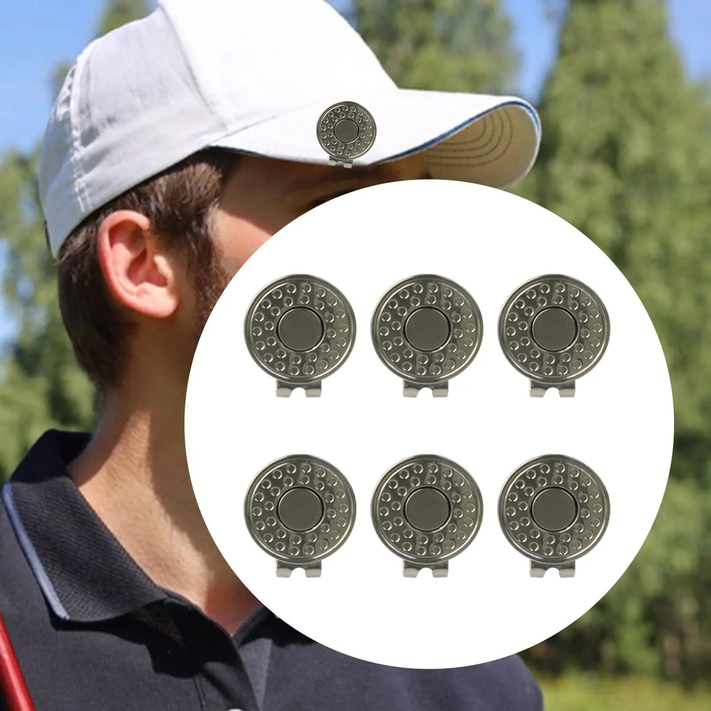 6Pcs Golf Hat Clips Professional Accessories Premium Gift Easy to Install Practical Portable Cap Clips Golf Ball Marker Holders