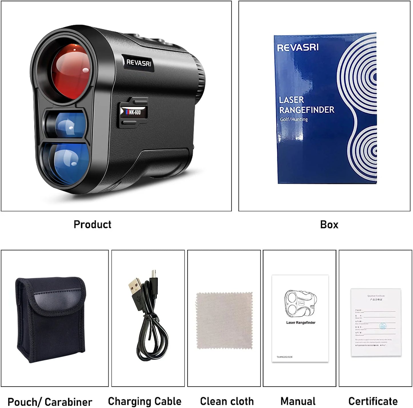 Golf Laser Rangefinder, Binoculars with Flag Lock, Slope Compensation, Vibration, Telescope for Golf Disc Game，Hunting