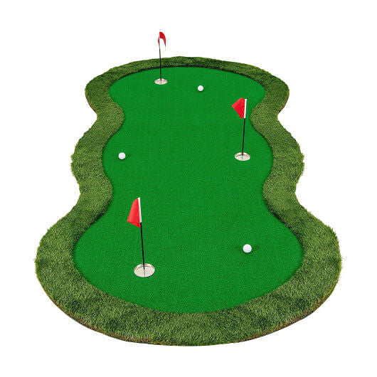 5 x 10 Feet Golf Practice Putting Green Mat with 3 Holes and Golf Balls for Home Office Backyard-2