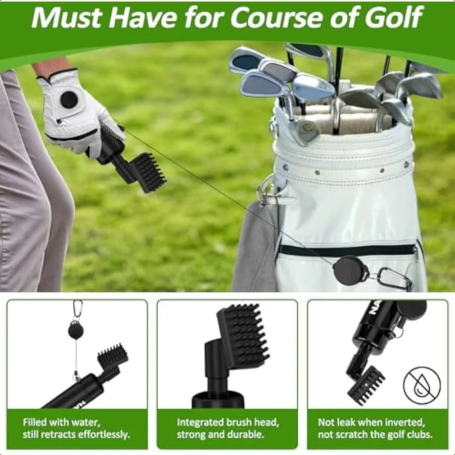 Golf Towel and Brush Set Premium Golf Towel 16x16 inch and Splash Golf Club Cleaner Brush Set Retractable Clip Golf Cleaner Bru