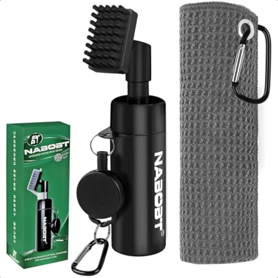 Golf Towel and Brush Set Premium Golf Towel 16x16 inch and Splash Golf Club Cleaner Brush Set Retractable Clip Golf Cleaner Bru