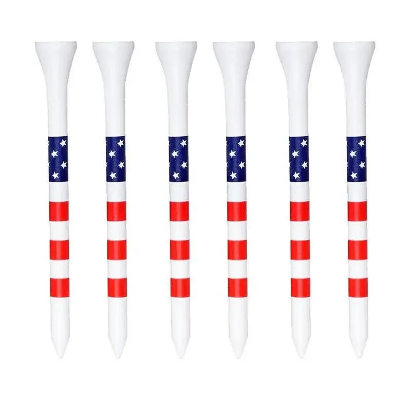 50pcs Wodden Bamboo Golf Tees Gift Wooden Golf Stars and Stripes Golfing Tees Teens Golf Balls Game Accessories Ball Sports Gift