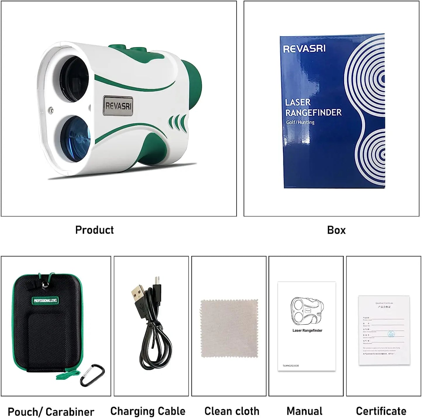 Golf Laser Rangefinder, Binoculars with Flag Lock, Slope Compensation, Vibration, Telescope for Golf Disc Game，Hunting