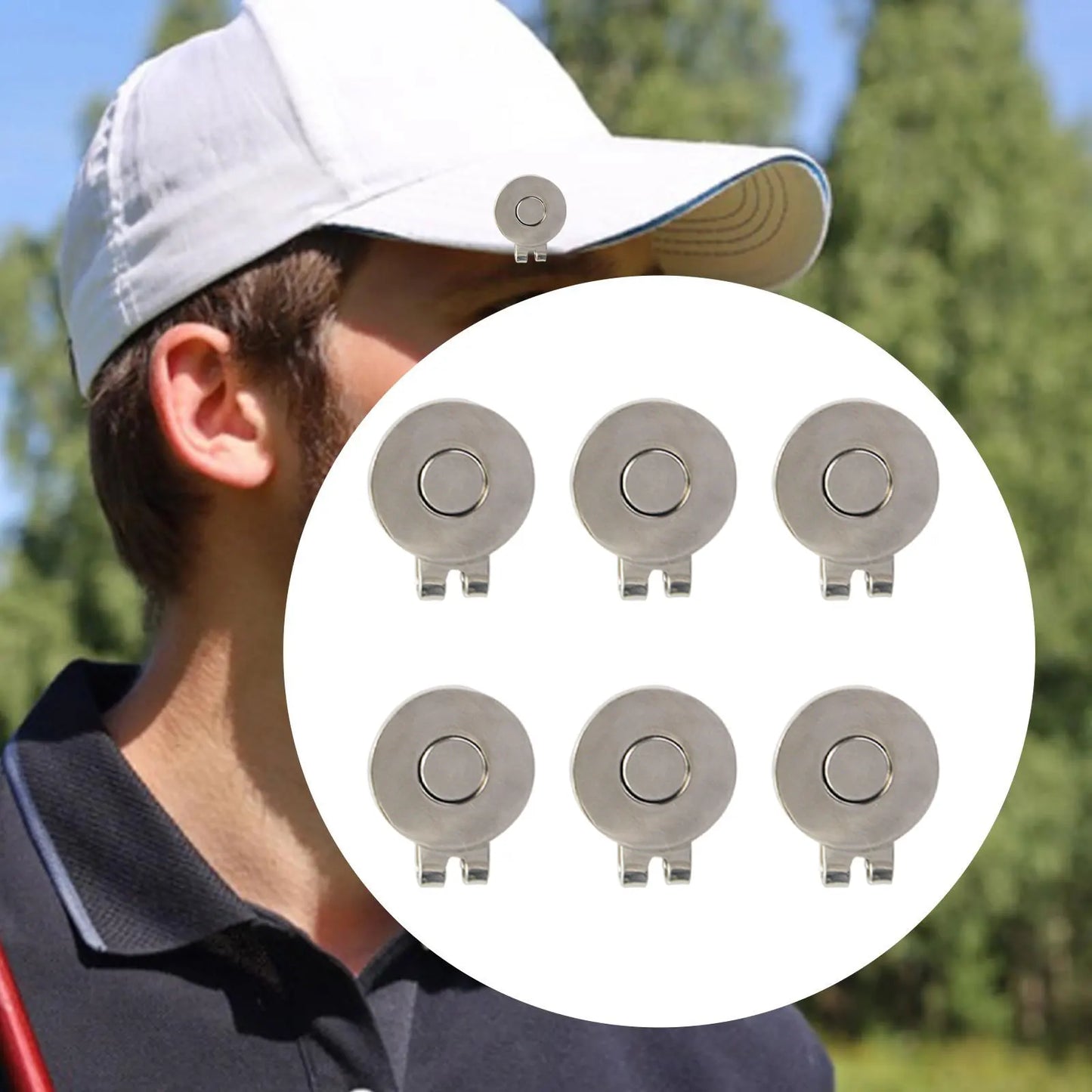 6Pcs Golf Hat Clips Professional Accessories Premium Gift Easy to Install Practical Portable Cap Clips Golf Ball Marker Holders